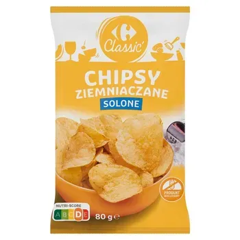 Carrefour Classic Chipsy ziemniaczane Solone 80 g(Duża Paka)