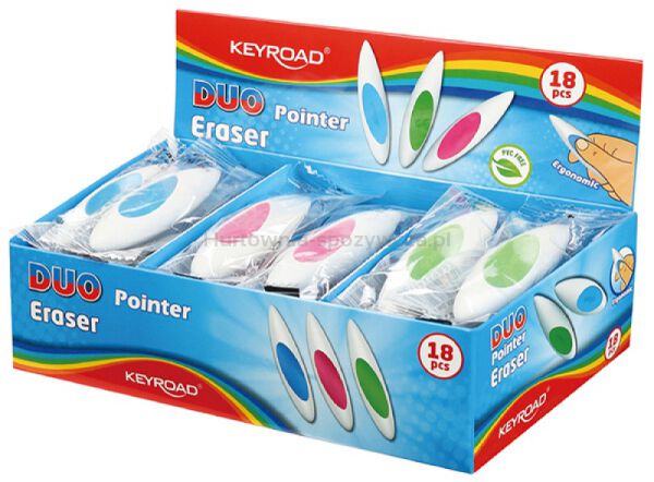 Gumka uniwersalna KEYROAD Duo-Pointer, pakowane na displayu, mix kolorow - 2