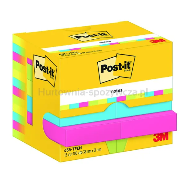 Post-It Karteczki samoprzylepne ENERGETIC, 38x51mm, 12x100 kart. 