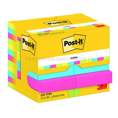 Post-It Karteczki samoprzylepne ENERGETIC, 38x51mm, 12x100 kart. 
