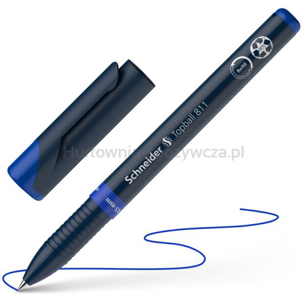 Pióro kulkowe SCHNEIDER Topball 811, 0,5 mm, niebieskie - 3