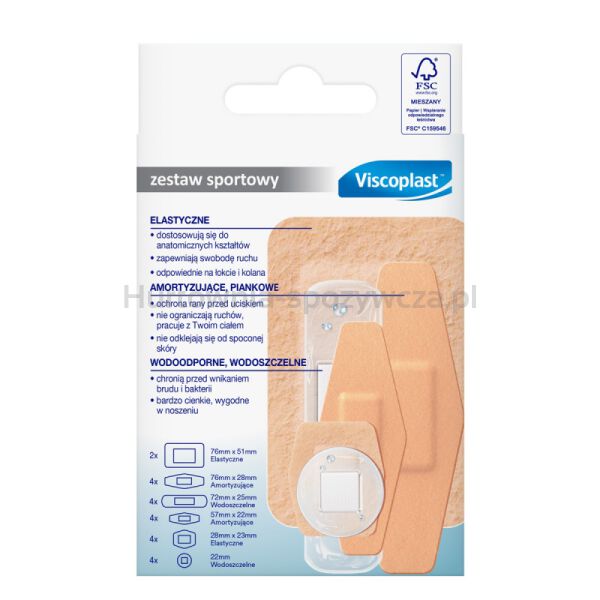 Plastry VISCOPLAST Sportowy, 3 rodzaje, 6 rozmiarów, 22szt. - 4