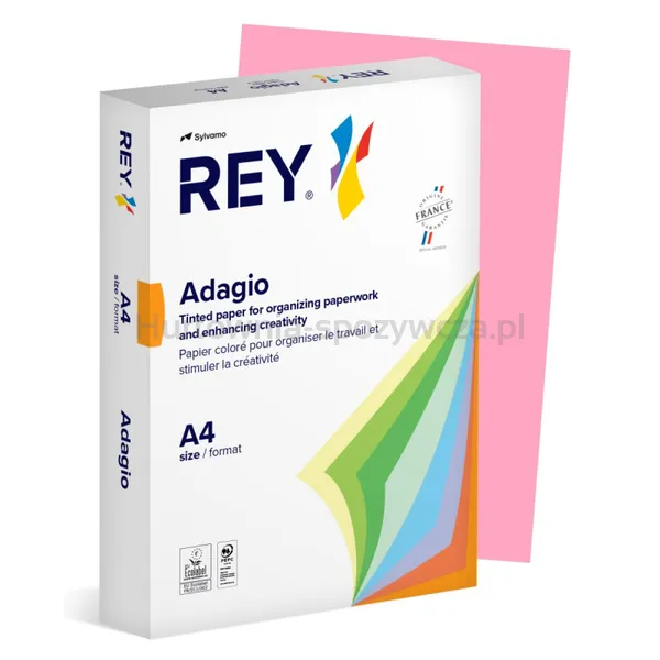 Rey Adagio Papier Ksero A4, 80Gsm, 05 Różowy Pastel *Ryada080X422 R200, 500 Ark. 