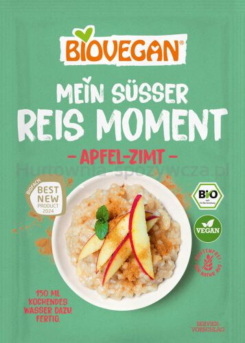 Deser Ryżowy Instant Z Jabłkiem I Cynamonem Bezglutenowy Bio 58 G – Biovegan [BIO]