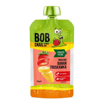 Mus Fruits To Go Banan - Truskawka Bez Dodatku Cukru 120 G - Bob Snail [BIO]