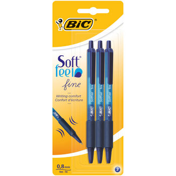 BIC Długopis Soft Feel Clic Grip automatyczny niebieski blister 3 szt.