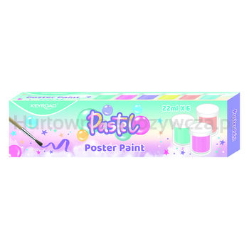 Farby plakatowe Keyroad Pastel 6x22ml pędzelek gratis