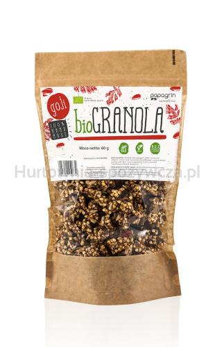 Granola Z Goji Bez Dodatku Cukrów Bezglutenowa Bio 60 G - Papagrin [BIO]