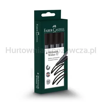 Faber-Castell Marker Permanentny Multimark Winner 52 Okrągła Końcówka 4 Sztuki Czarne Opakowanie Kartonowe 
