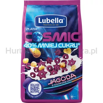 Lubella płatki cosmic o smaku jagodowo śmietankowym z dodatkiem popcornu 350g