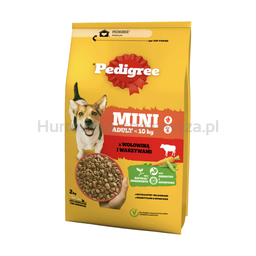 Pedigree Mini Adult sucha karma z wołowiną i warzywami 2 kg