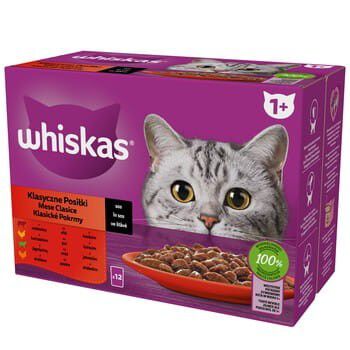 Whiskas Klasyczne Posiłki 1+ Sos Z Wołowiną, Z Kurczakiem, Z Jagnięciną I Z Drobiem 1,02 Kg (12X85 G)