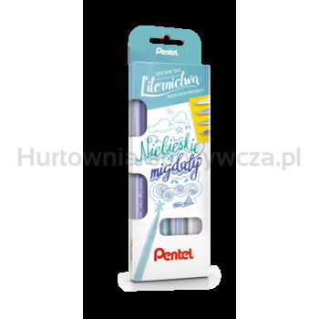 Pentel Zestaw 4 pisaków/pędzelków SES15C Brush Sign Pen - Niebieskie Migdały