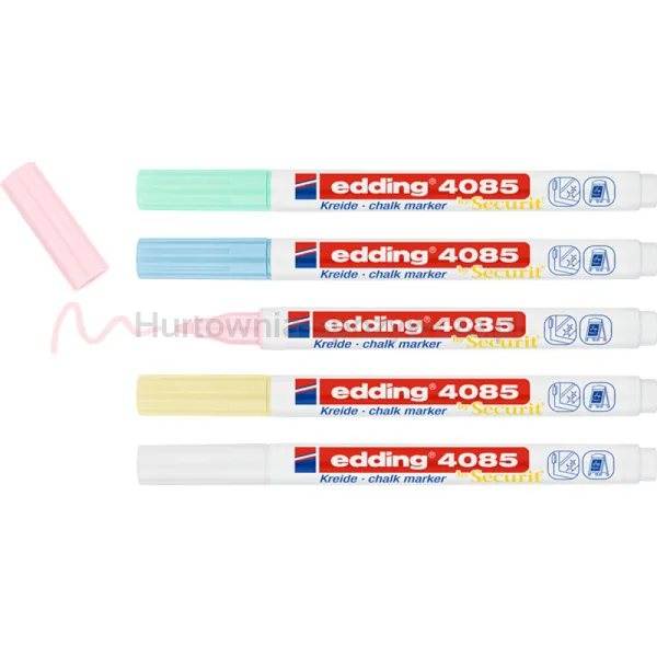Edding Marker kredowy e-4085 1-2 mm, 5 szt., mix kolorów 