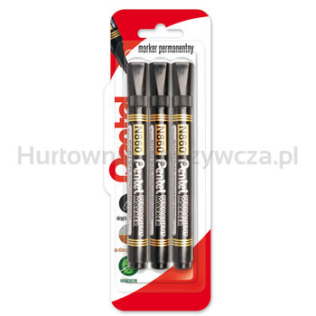 Pentel Marker permanentny ze ścięta końcówką N860 - czarny x 3 sztuki