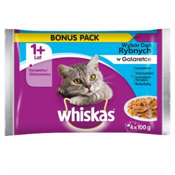 Whiskas Dania Rybne Galaretki 4X100(data przydatności 19.08.2024)