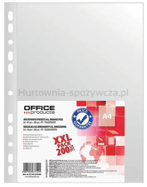 Office Products Koszulki na dokumenty PP, A4, groszkowe, 40mikr., 200szt. 