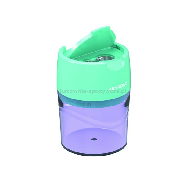 Temperówka plastikowa KEYROAD, pastel, podwójna, z pojemnikiem, blister, mix kolorów - 3