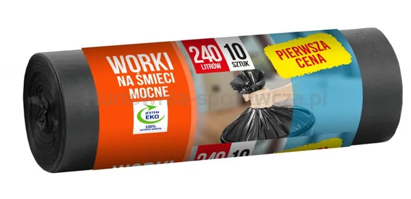 Worki na śmieci FIXI, mocne, 240 l, 10 szt., czarne