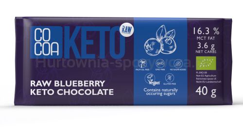 Czekolada Z Jagodami I Olejem Mct Bez Dodatku Cukru Bezglutenowa Keto Bio 40 G - Cocoa [BIO]