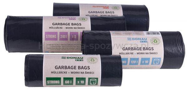 Worki na śmieci DONAU ECO, mocne (LDPE), 240l, 5 szt., czarne - 4
