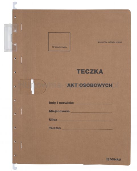 Donau Teczka zawieszkowa na akta osobowe, wersja od 2023r., karton, A4, 230gsm, brązowa  - 2