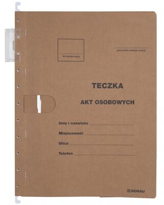 Donau Teczka zawieszkowa na akta osobowe, wersja od 2023r., karton, A4, 230gsm, brązowa [BIURO]