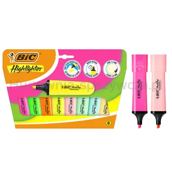 Zakreślacze Bic Flat Highlighter Neonowe I Pastelowe 8 Kolorów