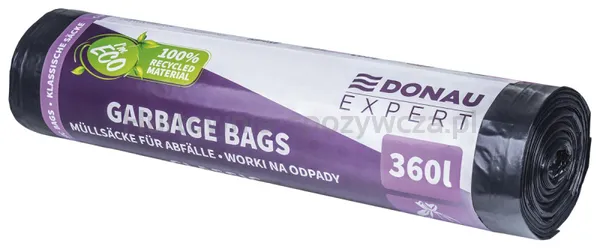 Worki na odpady DONAU EXPERT, klasyczne, LDPE, 360l, 10 szt., czarne