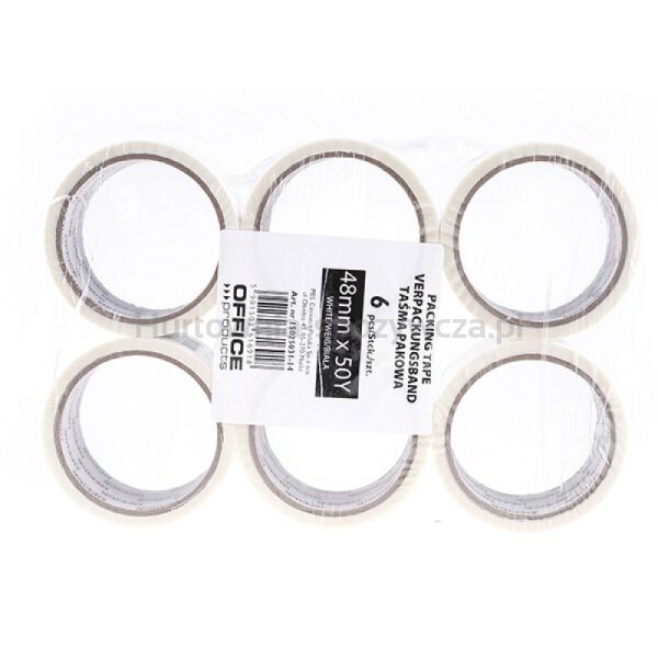 Taśma pakowa OFFICE PRODUCTS, 48mm x 50y, 36mic, EAN na 1szt., biała - 3