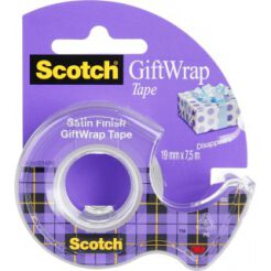 Taśma Klejąca Scotch Gift Wrap, Do Pakowania Prezentów, Na Podajniku, 19Mm, 7,5M, Transparentna