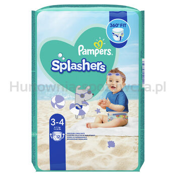 Pampers Splashers, Rozmiar 3-4, 12Jednorazowych Pieluch Do Pływania