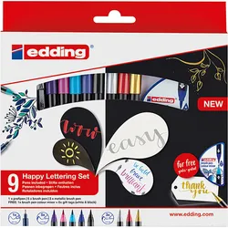 Pisak Z Końcówką Pędzelkową E-1340 Edding, 9 Szt., Mix Kolorów