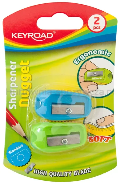 Keyroad Temperówka Nugget, Plastikowa, Pojedyncza, 2Szt., Blister, Mix Kolorów 