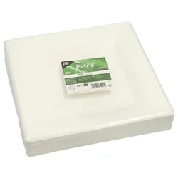 Talerze Z Trzciny Cukrowej &Quotpure&Quot Kształt Prostokątny 26 Cm X 26 Cm Kolor: Biały 50 Szt.