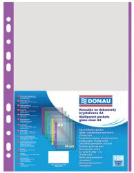 Donau Koszulki na dokumentyPP, A4, krystal 40mikr kolorowy brzeg - fioletowy, 100szt. 