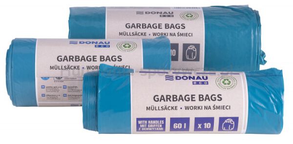 Worki na śmieci DONAU ECO, z uchwytami Knoties, 35l, 20 szt., niebieskie - 4
