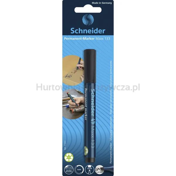 Marker permanentny SCHNEIDER Maxx 133, ścięty, 1-4mm, blister, czarny
