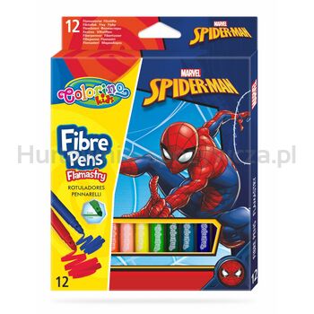 Flamastry ze stożkową końcówką Colorino Spiderman 12 kolorów