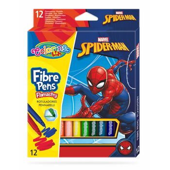 Flamastry ze stożkową końcówką Colorino Spiderman 12 kolorów