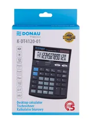 Kalkulator Biurowy Donau Tech, 12-Cyfr. Wyświetlacz, Wym. 185X140X37 Mm, Czarny
