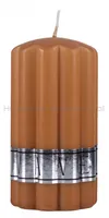 Świeca słupek ryflowana DONAU HOME Wave, 70x130mm, karmelowy - 2