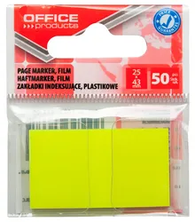Zakładki Indeksujące Office Products, Pp, 25X43Mm, 1X50 Kart., Zawieszka, Żółte