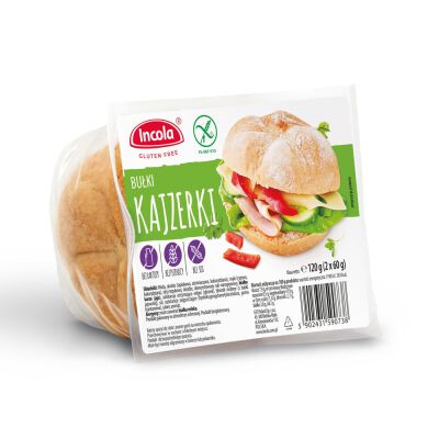 Bułki Kajzerki Bezglutenowe (2 Szt.) 120 G - Incola [BIO]