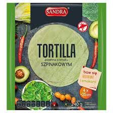 Sandra Tortilla Pszenna O Smaku Szpinakowym 25Cm (4Szt) 240G