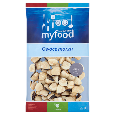 Myfood Małże Wenus Całe, W Muszli, Gotowane, Rozmiar: 40-60 Szt./Kg , Glazura: 10%, 900 G/1000 G