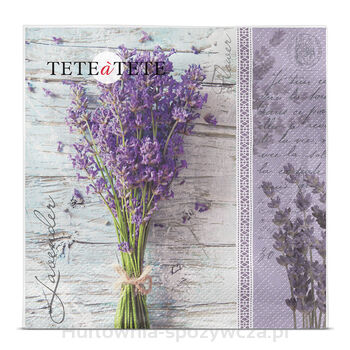 Serwetki Lavender Bouquet, Serwetki Tete A Tete 3-Warstwowe 33X33Cm Składane 1/4 20Szt. W Paczce