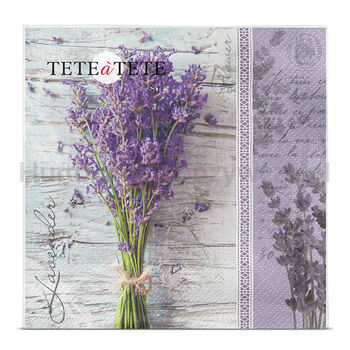 Tete A Tete Serwetki Lavender Bouquet, Serwetki  3-Warstwowe 33X33Cm Składane 1/4 20Szt. W Paczce