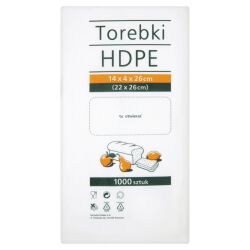 Torebki spożywcze HDPE, 14x4x26cm, 1000 szt., transparentne