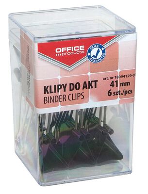 Office Products Klipy do dokumentów 41mm, 6szt., w pudełku, czarne [BIURO]